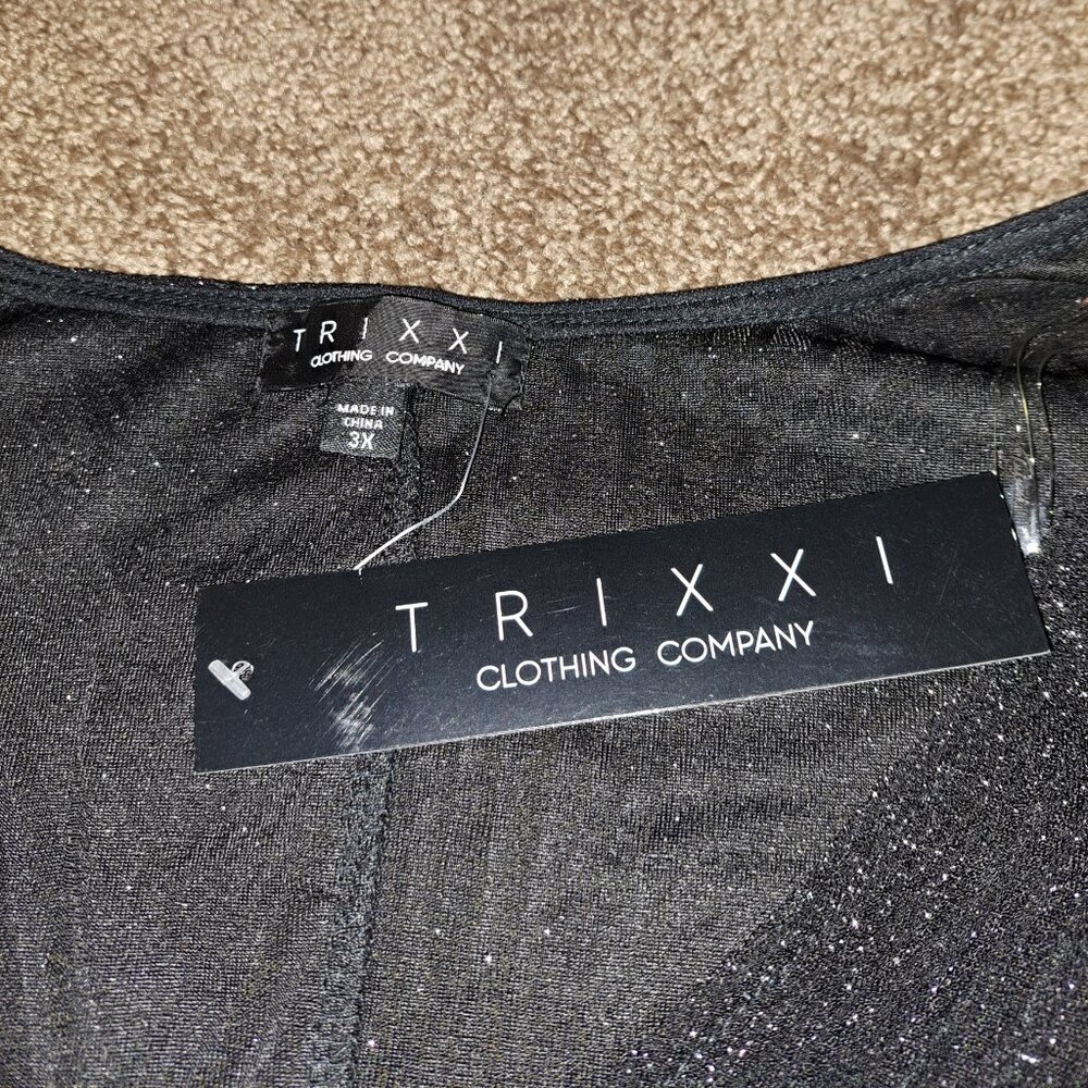NWT Trixxi Clothing Company Metallic Silver&Black Glitter 3/4 Sleeve Dress 3X - Picture 5 of 9